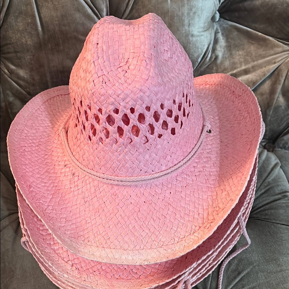 Pink Straw Cowboy Hat